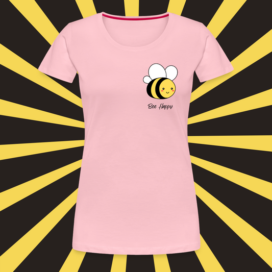 Bee Happy Tee. Funky Background Design. Funky women's t-shirt with playful design.