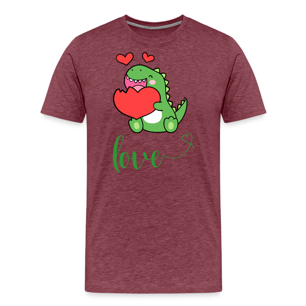 Dino Love Tee - heather burgundy