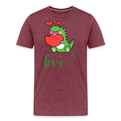 Dino Love Tee - heather burgundy